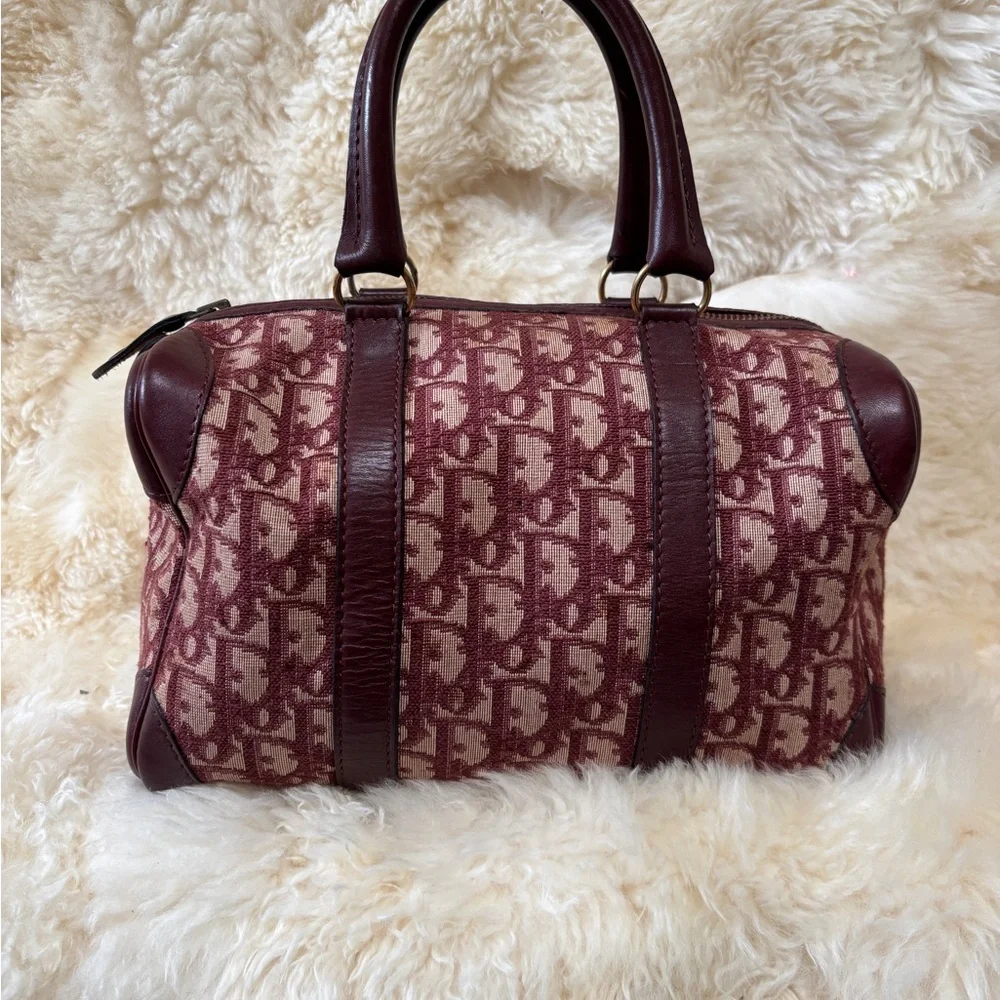 Christian Dior Burgundy Boston Trotter Woman’s Handbag - Picture 4 of 6